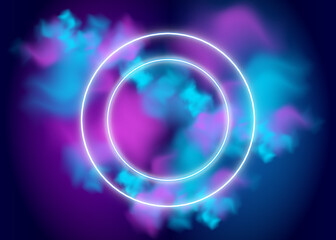 Neon color smoke background with shiny circled stroke- Modern wallpaper design