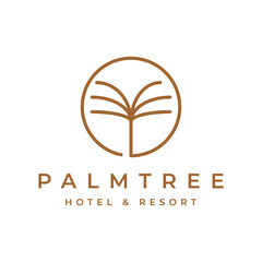 luxury palm tree line logo design
