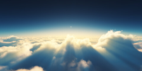 Fototapeta premium above clouds sunrise sun ray illustration