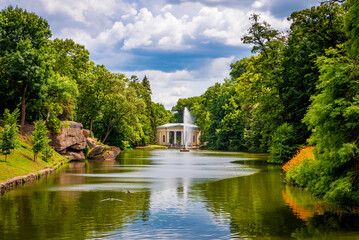 View on the central entrance with the fontaine to the botanical garden