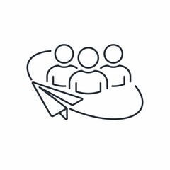 General notification of a group of people. Vector linear icon isolated on white background