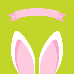 Osterkarte Hasenohren Banner Grün/Rosa/Weiß
