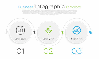 Set line Financial growth, Sales funnel with chart and Graph infographic. Business infographic template. Vector