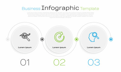 Set line Search data analysis, Digital speed meter and people. Business infographic template. Vector