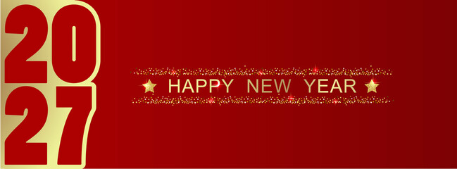 2027 Happy New Year in golden design, Holiday greeting card design