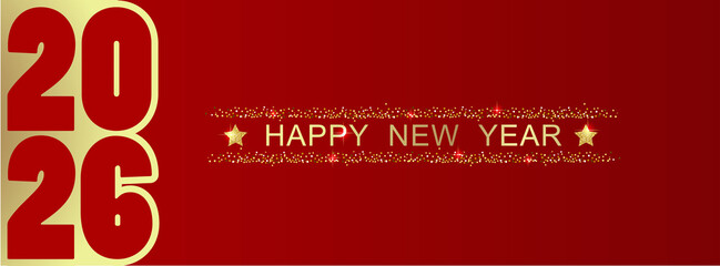 2026 Happy New Year in golden design, Holiday greeting card design