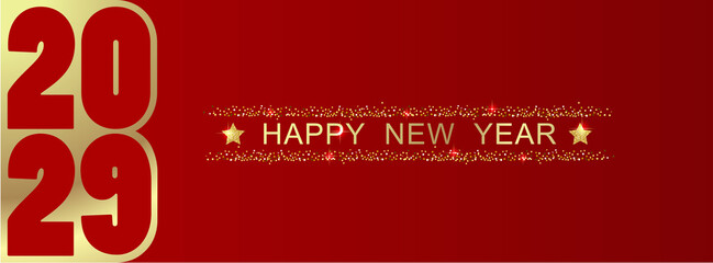 Fototapeta na wymiar 2029 Happy New Year in golden design, Holiday greeting card design
