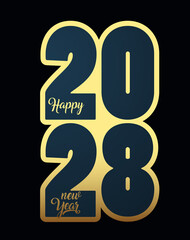 2028 Happy New Year in golden design, Holiday greeting card design