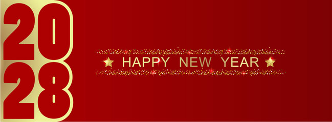 Fototapeta na wymiar 2028 Happy New Year in golden design, Holiday greeting card design