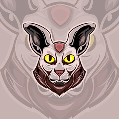 anubis cat head logo mascot template