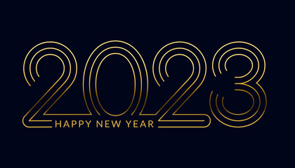 2023 Happy New Year in golden design, Holiday greeting card design