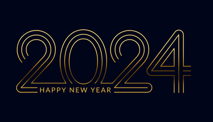 2024 Happy New Year in golden design, Holiday greeting card design