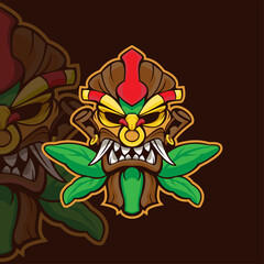 tiki mask logo mascot template