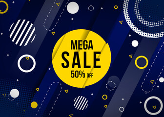 Abstract flat background with special discount offer on mega sale- Big sale background design template, banner, flyer, 