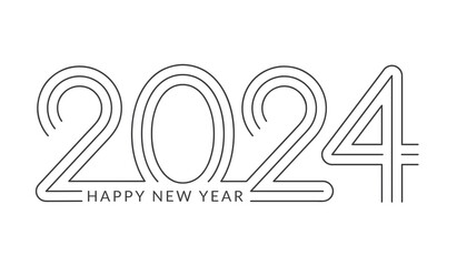 2024 Happy New Year in golden design, Holiday greeting card design