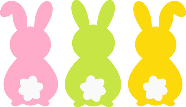 Three Easter bunnies vector illustration isolated on white background. Easter bunny Svg cut file perfect for kids shirts, apparel, cards and so on