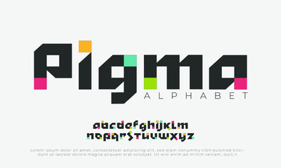 Abstract modern colorful font alphabet Typography. decorative style for fun, sport, technology, fashion, digital, future creative logo font