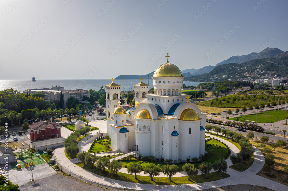 Wall mural golden orthodox church in bar (montenegro) balkan adria sea