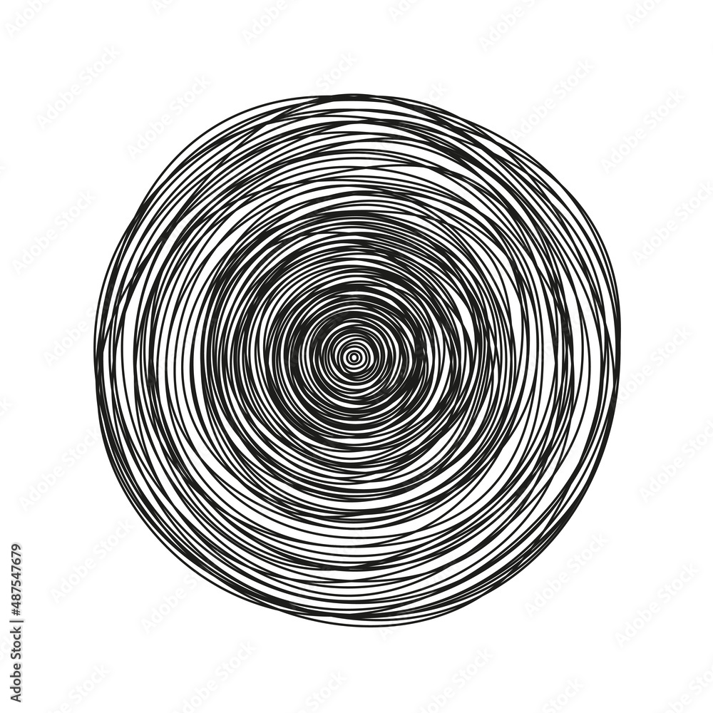 Poster chaotic line circle. minimalism linear art sketch circular symbol. vector isolated on white.