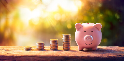 Savings Money - Success Piggybank - Financial Banking Concepts