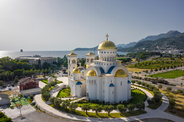 Golden Orthodox church in Bar (Montenegro) Balkan Adria Sea - obrazy, fototapety, plakaty