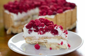 raspberry cheesecake on a plate