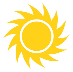 Flat sun icon. Sharp light rays star. Sunbeam symbol