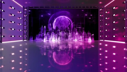 Digital exhibition, 3D rendering concept in the metaverse, Technology future worldwide connection background connect