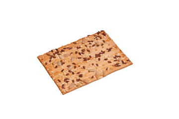 rectangular loaf with sunflower and sesame seeds isolated on white background