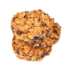 Cereal snack cookies no sugar with honey oatmeal grain isolated on the white