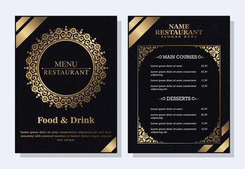 Luxury Menu restaurant with ornamental Elements.