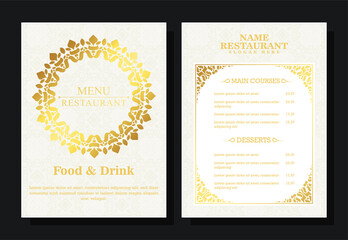 Luxury restaurant menu with elegant ornamental style