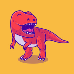 cute tyrannosaurus rex dinosaur illustration suitable for mascot sticker and t-shirt design