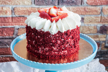 Red velvet cake with strawberry