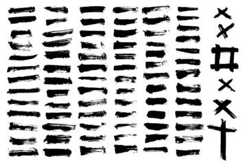 Vector set grunge brush stroke. Black paint brush.