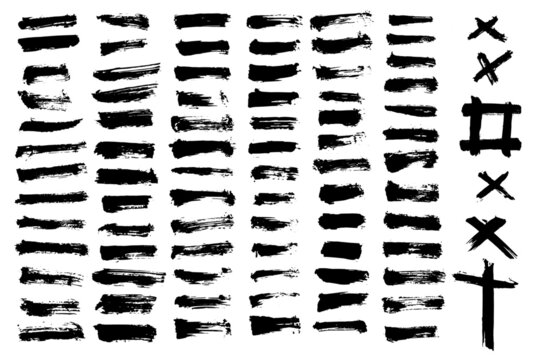 Vector set grunge brush stroke. Black paint brush.