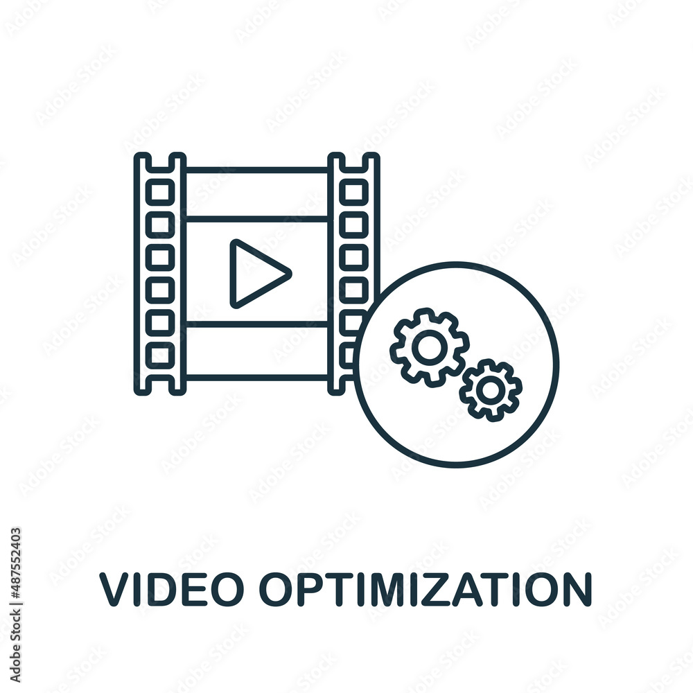Poster video optimization icon. line element from video production collection. linear video optimization ic