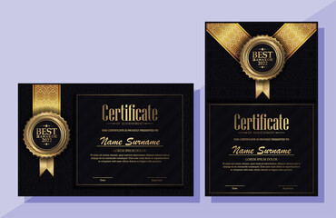 premium golden black certificate template design