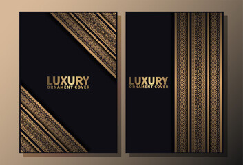 Fototapeta premium elegant black and gold pattern border cover