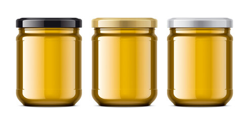 Set of color glass jars
