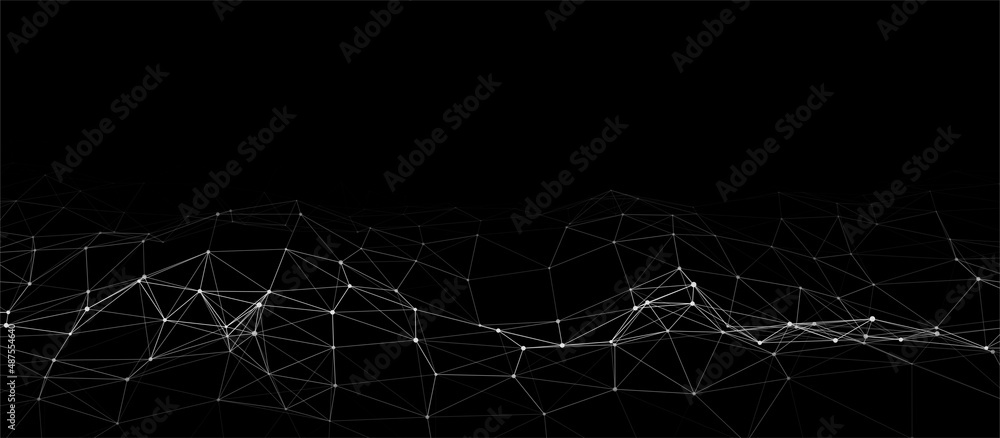 Poster technological wave of dots and lines. technology background concept. big data visualizations. networ
