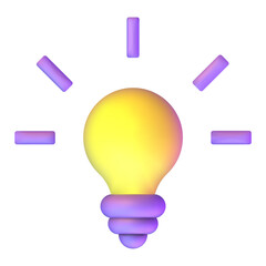 3d cartoon style minimal yellow light icon.