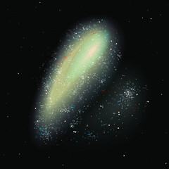 Irregular galaxy with stars, vector illustration of space