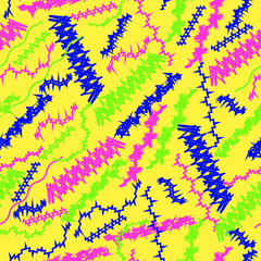 Seamless memphis style pattern with brush stroke elements