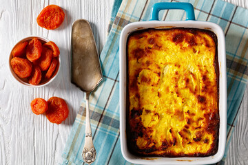 dried apricot Cottage Cheese casserole, top view
