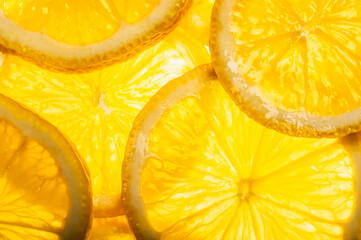 slices of fresh juicy yellow lemon on a white background. close-up, macro. fruit background.
