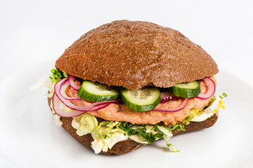 tasty sandwich on the white background
