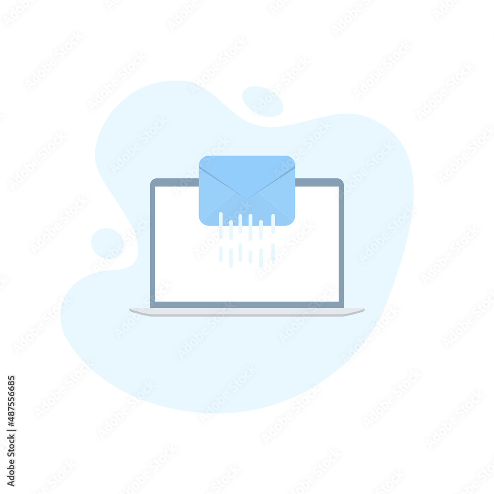 Poster Laptop with send message icon in excellent flat design. Vector illustration eps10