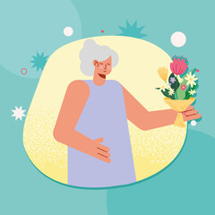 old woman with flowers