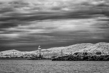 lighthouse in the fog